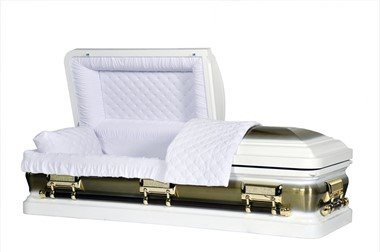 Ataúd de acero de esquina redonda cepillado blanco